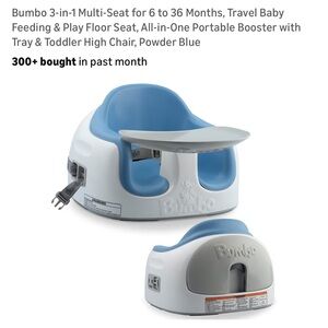 Blue and White bumbo Baby Seat with tray